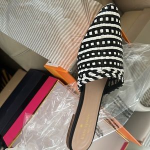 kate spade mariel black white woven nappa shoes